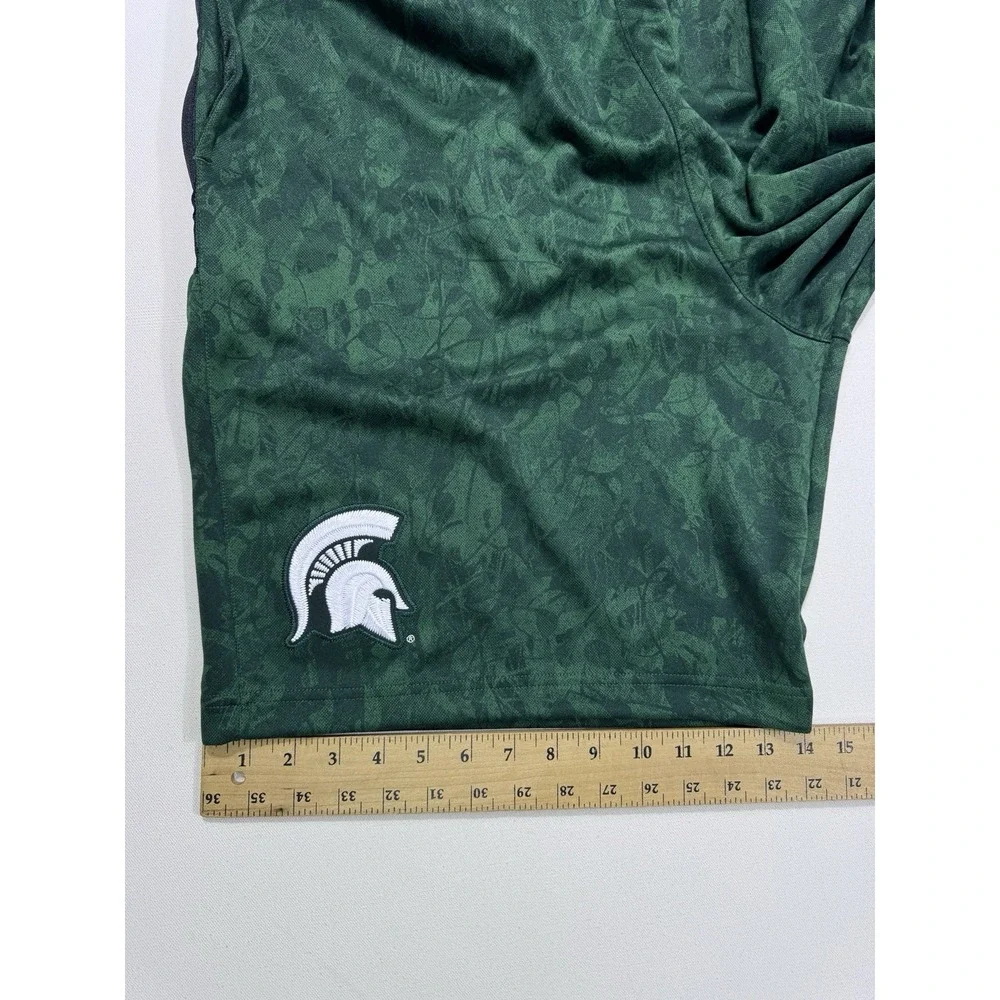 Nike Michigan State Spartans Basketball Shorts Mens 2XL Green Zip Pockets NCAA